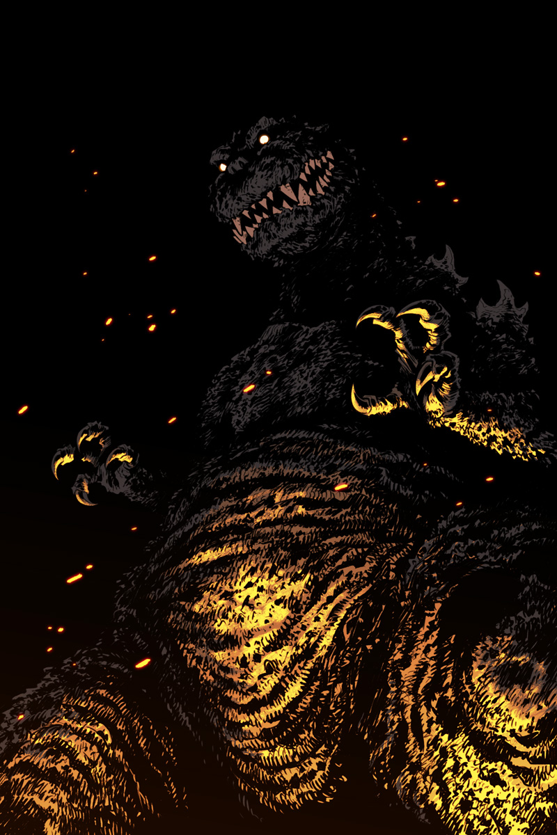 Textless/logoless version of my Godzilla 70th anniversary cover.
