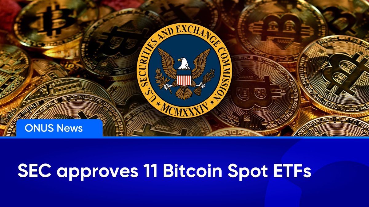 ONUS (@onusfinance) on Twitter photo 🗞 #ONUS_News: #SEC approves 11 Bitcoin Spot #ETFs
<a href="/SECGov/">U.S. Securities and Exchange Commission</a> said it approved 11 applications, including from <a href="/BlackRock/">BlackRock</a> (BLK.N), <a href="/ARKInvest/">ARK Invest</a>/<a href="/21Shares/">21Shares</a> (ABTC.S), <a href="/Fidelity/">Fidelity Investments</a>, <a href="/InvescoUS/">Invesco US</a> (IVZ.N) and <a href="/vaneck_us/">VanEck</a>.
🌟 #BTC has soared more than 70% in 3 months in anticipation of an #ETF 🗞 #ONUS_News: #SEC approves 11 Bitcoin Spot #ETFs
<a href="/SECGov/">U.S. Securities and Exchange Commission</a> said it approved 11 applications, including from <a href="/BlackRock/">BlackRock</a> (BLK.N), <a href="/ARKInvest/">ARK Invest</a>/<a href="/21Shares/">21Shares</a> (ABTC.S), <a href="/Fidelity/">Fidelity Investments</a>, <a href="/InvescoUS/">Invesco US</a> (IVZ.N) and <a href="/vaneck_us/">VanEck</a>.
🌟 #BTC has soared more than 70% in 3 months in anticipation of an #ETF