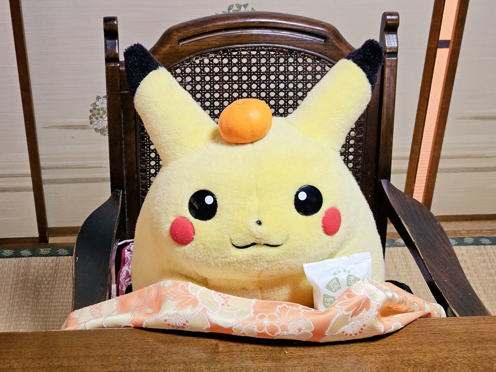 まんまるピカチュウ 昨日まで頭にみかん乗っけられてたんだけど今朝