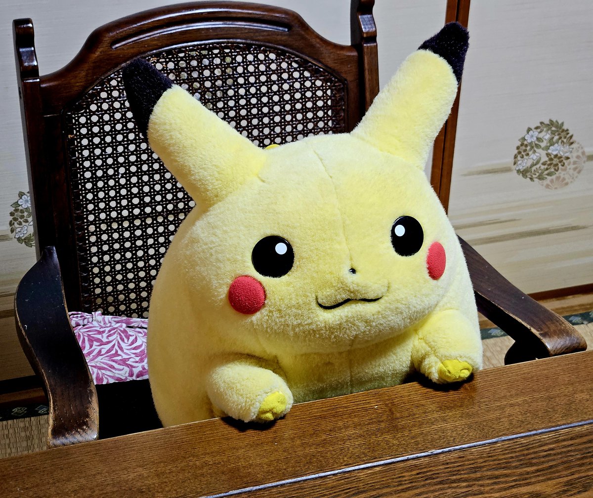 まんまるピカチュウ 昨日まで頭にみかん乗っけられてたんだけど今朝