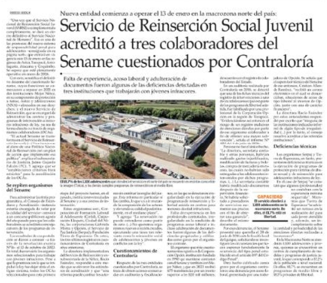 🧵El Servicio de Reinserción Social Juvenil es la nueva entidad pública que reemplazará definitivamente al Sename y comenzará a operar este 13 de enero en las regiones de Arica, Tarapacá, Antofagasta, Atacama y Coquimbo.
