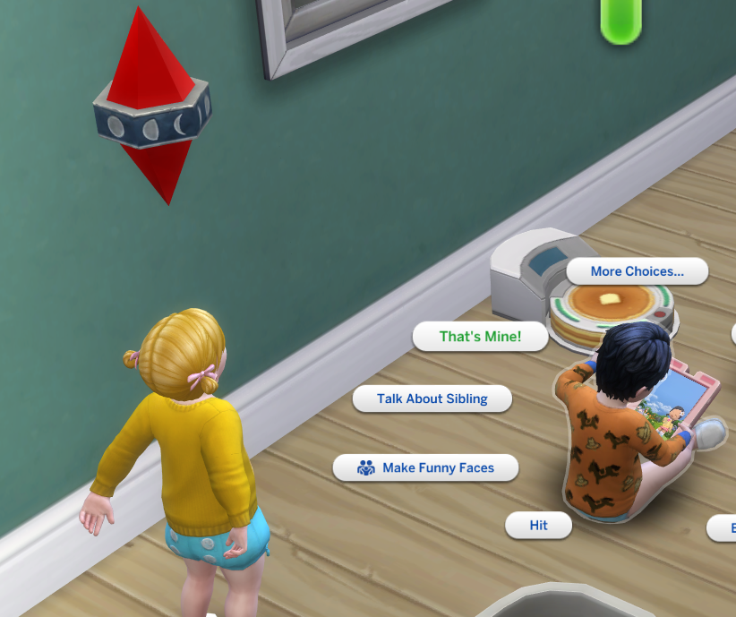 onlyabidoang's tweet photo. Today I learned that toddlers can do this "That's Mine" interaction and get fussy when another is using an object in The Sims 4 Growing Together https://t.co/2T2GjNEo0E