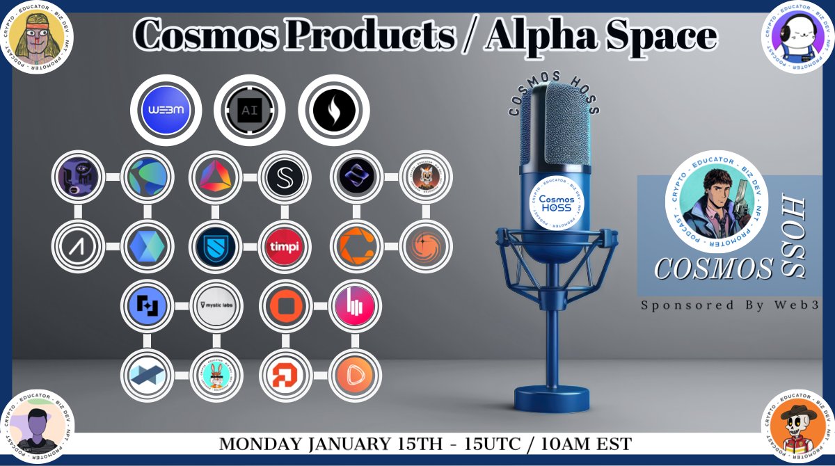 HOSS_ibc's tweet photo. Cosmos Products/ Alpha Space🎙️
Will include TL;DR and 2024 Road Maps and hopefully some alpha.
Space will last a bit over 4 hours, each team will have ~ 12 minutes
Questions for discussion include basic intros, the problems they aim to address in web2 or this space,
why they chose their chain/dapp, the 2024 roadmap, and any exciting alpha developments.
Set your reminders: https://t.co/Xt1qsBJm4N