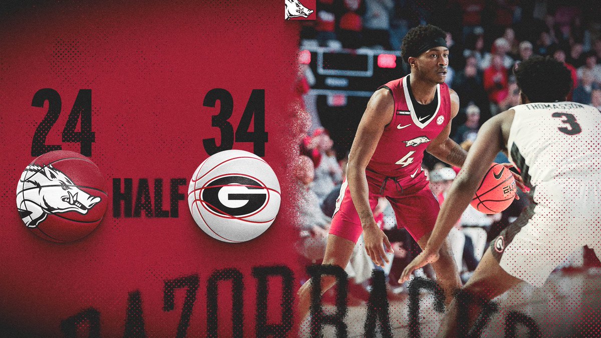 RazorbackMBB's tweet photo. At the half https://t.co/aIixr4CzYl