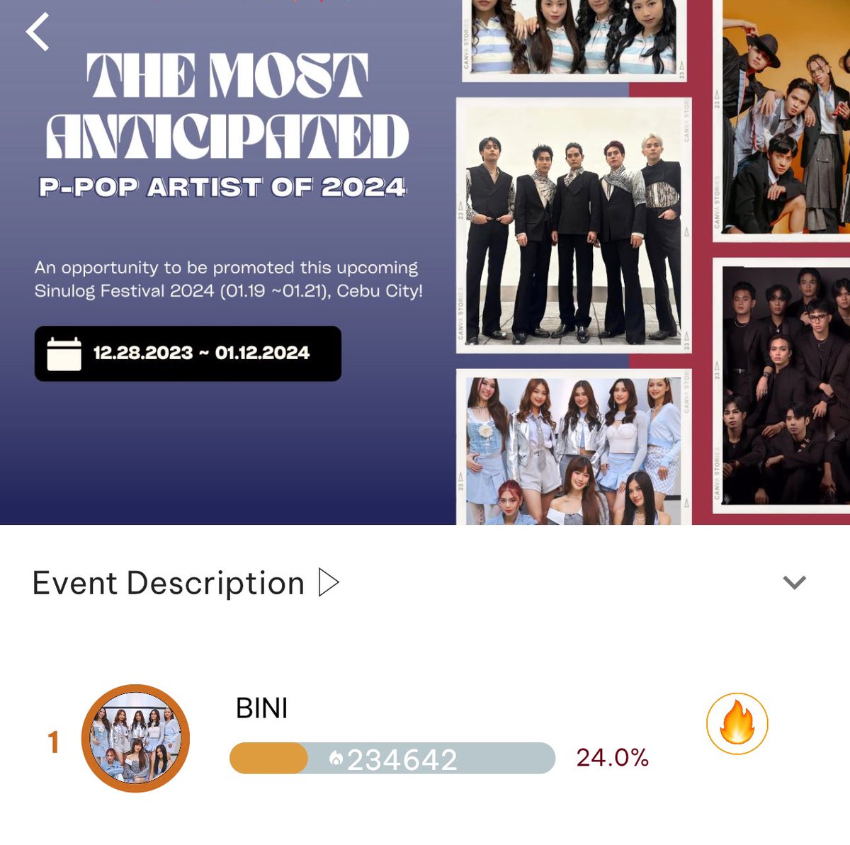 BINI_StreamTeam's tweet photo. Good morning Blooms! Another day to vote for BINI on The Most Anticipated PPOP Artist of 2024 by @PPOP_app 

Winner will get an opportunity to be promoted this upcoming Sinulog Festival in Cebu! 

Download the app now! 📲

#BINI @BINI_ph https://t.co/RswMT0wlnF