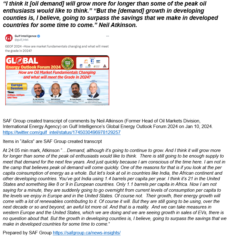 #OilDemand 101.

“I think it [demand] will grow more for longer than some of the peak oil enthusiasts would like to think.” “[demand] growth in developing counties is, I believe, going to surpass the savings that we make in developed countries for some time to come.”