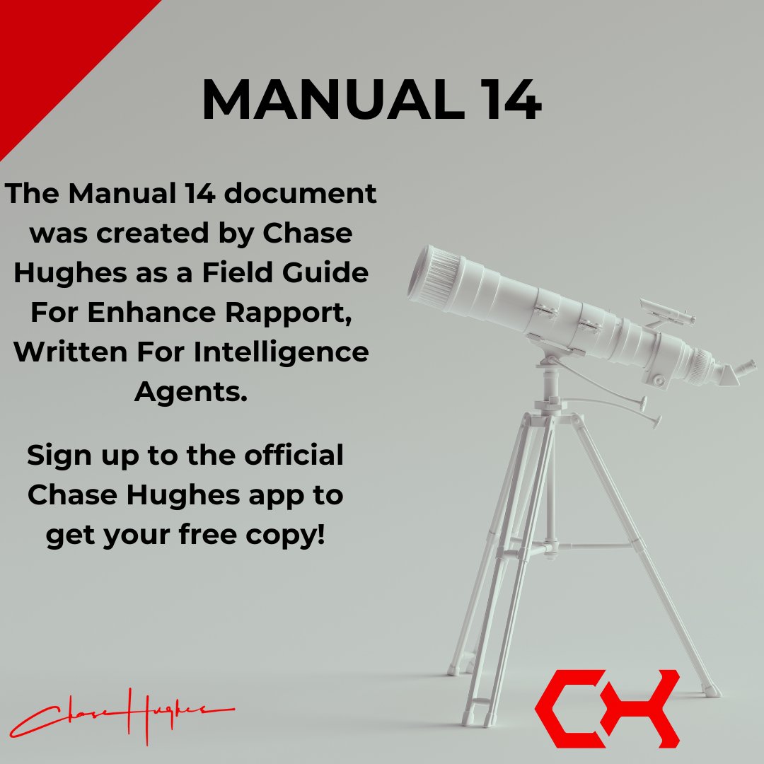 ChrisPrynne's tweet photo. The Manual 14 document will change your life! Join the official Chase Hughes app now to get your free copy, or sign up at - https://t.co/UVAO4gm0x0 - you won't regret it! @thechasehughes #Behavior #SelfDevelopment #OPSMANUAL https://t.co/jrvuNBy1JY