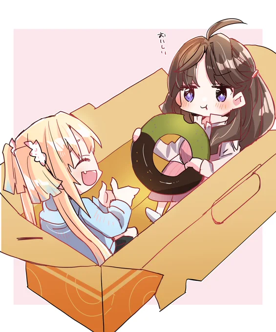 めぐ先輩と瑠璃乃ちゃんと抹茶ドーナツ #蓮ノ空美術部