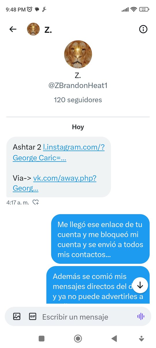 ENLACE MALICIOSO, NO LO ABRAN, Bloquea la cuenta de twitter por "actividad sospechosa" y se reenvía a TODOS los contactos q tengas en Twitter. COMPARTAN para advertir