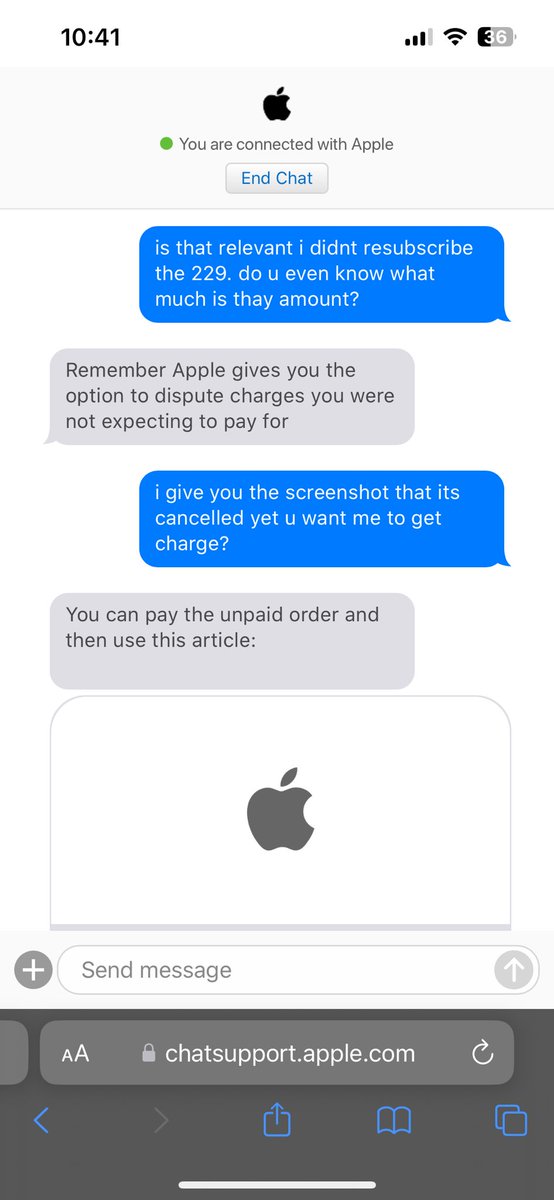 KiddyKiel's tweet photo. @AppleSupport @Apple I just got disconnected with your not so helpful advisor which didn’t even get me
a resolution. He wants me to charge my card with the cancelled subscription and refund later. wow.  He even said callback is not possible yet not doing his job to help. https://t.co/epc8zaFiz9