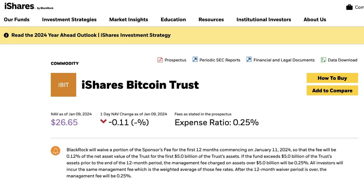 🚨 JUST IN: Blackrock has officially listed their Bitcoin ETF on their website. Remember, in 2018, Blackrock CEO Larry Fink said: “I have not heard from any one client that they’re looking to buy a cryptocurrency.'