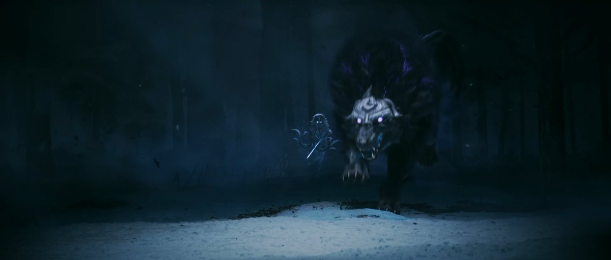 Zerotick_'s tweet photo. Signification de la cinématique de début de saison : les 3 scènes représentent respectivement le passé (Aatrox), le futur (Yasuold) et le présent (Trynda)

"I'm Still Here" pour 2 raisons :
1/ la Mort (Kindred) est toujours là
2/ les Champions se battent toujours pour l'éviter

La 1ère image est à 1:40, dans les flammes entourant Aatrox on voit la silhouette de Kindred, ce qui fait écho à son lore :
"Désormais, Aatrox marche sans merci vers son objectif, apportant la mort et la guerre partout où il va."
Ce sont des événements passés qui ont fait d'Aatrox le messager de la mort

La 2ème image est 2:53, après que Yasuold ait vaincu ses adversaires du jour, une flèche blanche de l'arc d'Agneau se dirige vers lui tandis que les yeux de Loup le scrute dans la forêt noir.
Cela montre le futur de Yasuo, en tout cas l'une de ses morts potentiels, vieux mais toujours à se battre pour défendre un village

La 3e image est là pour représenter la bataille présente de Kindred, même s'il s'agit d'une entité mystique, ils sont venus pour Tryndamere : c'est le présent de la Mort
Qui de mieux que Trynda pour refuser de mourir ? Le Loup qu'il affronte n'est en fait qu'une allégorie de la horde d'adversaire qui l'entourait au tout début de la vidéo, il se bat dans un combat à mort.

Dans la dernière image, Kindred baisse son arc car les 2 flèches d'Ashe arrivent pour sauver son mari : ce n'est pas encore le moment pour Tryndamere de rendre son dernière souffle, il sera toujours là pour Ashe... même si à la toute fin on la voit envoyer son pigeon car d'autres ennemis arrivent sur eux

Kindred est le personnage principal de cette saison 2024 (sur le keyart en tout cas) et est là pour nous rappeler que la Mort est toujours là mais c'est en l'affrontant en tous temps qu'on peut se dépasser, croire en ses convictions... tout simplement se sentir vivant

"Demain est un espoir, jamais une promesse" Kindred - 1ère phrase de la vidéo