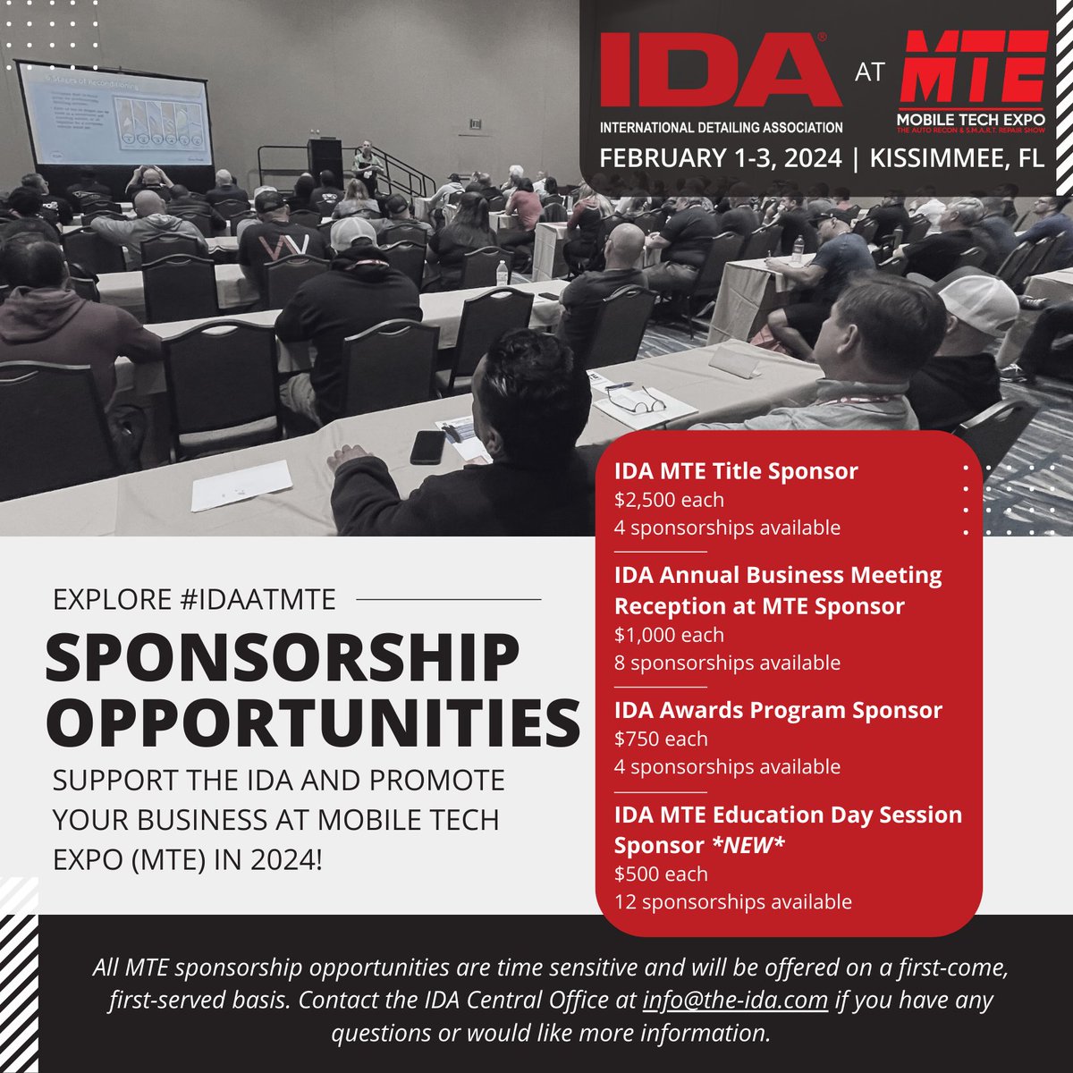 Support the IDA &amp; promote your business at MTE – our largest gathering of the year! We're offering multiple opportunities that will show your support of our industry. Get in front of detailers who are passionate about the products they use.

Learn more: the-ida.com/PromoteYourBus…