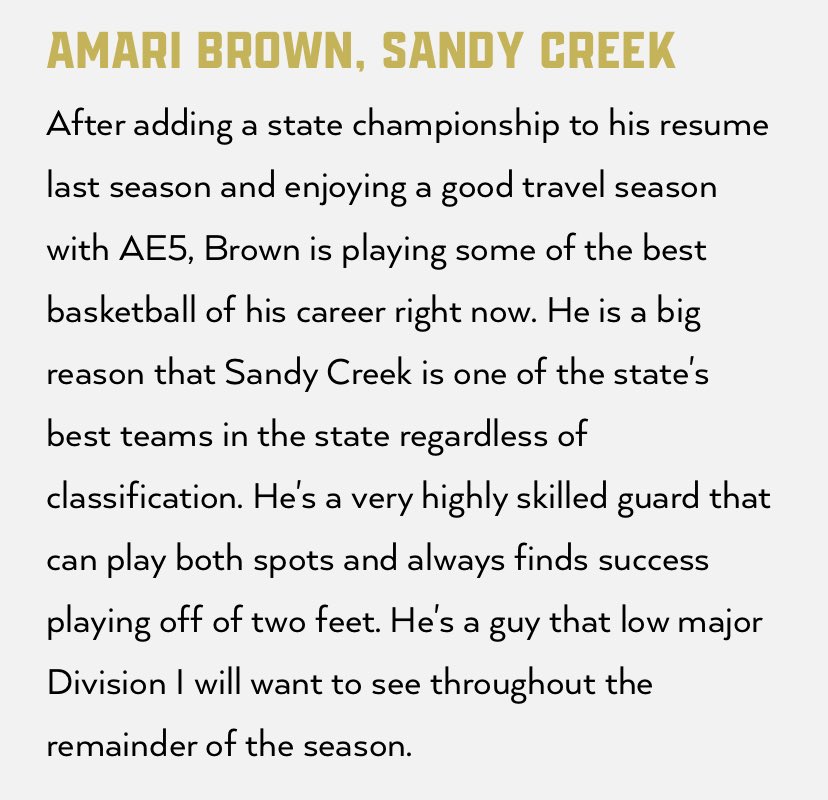JMac Nickerson (@sandycreekhoops) on Twitter photo I’m on repeat w/ this quote Ab <a href="/amari_brown12/">Amari Brown</a> to coaches.. “he’s a kid that’ll help a coaching staff keep their job.”He plays winning basketball. It’s that simple. He defends. He rebounds. He can score it in a variety of ways. I’m on repeat w/ this quote Ab <a href="/amari_brown12/">Amari Brown</a> to coaches.. “he’s a kid that’ll help a coaching staff keep their job.”He plays winning basketball. It’s that simple. He defends. He rebounds. He can score it in a variety of ways.