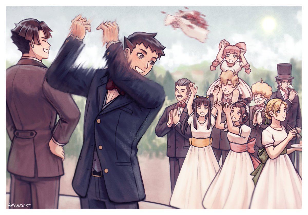 Bouquet toss 💐 
My piece for the <a href="/DesireZine/">Desire: An Asoryuu Marriage Zine - Charity Run!</a>, an asoryuu marriage zine!!  Who's gonna catch it?? I wonder...
