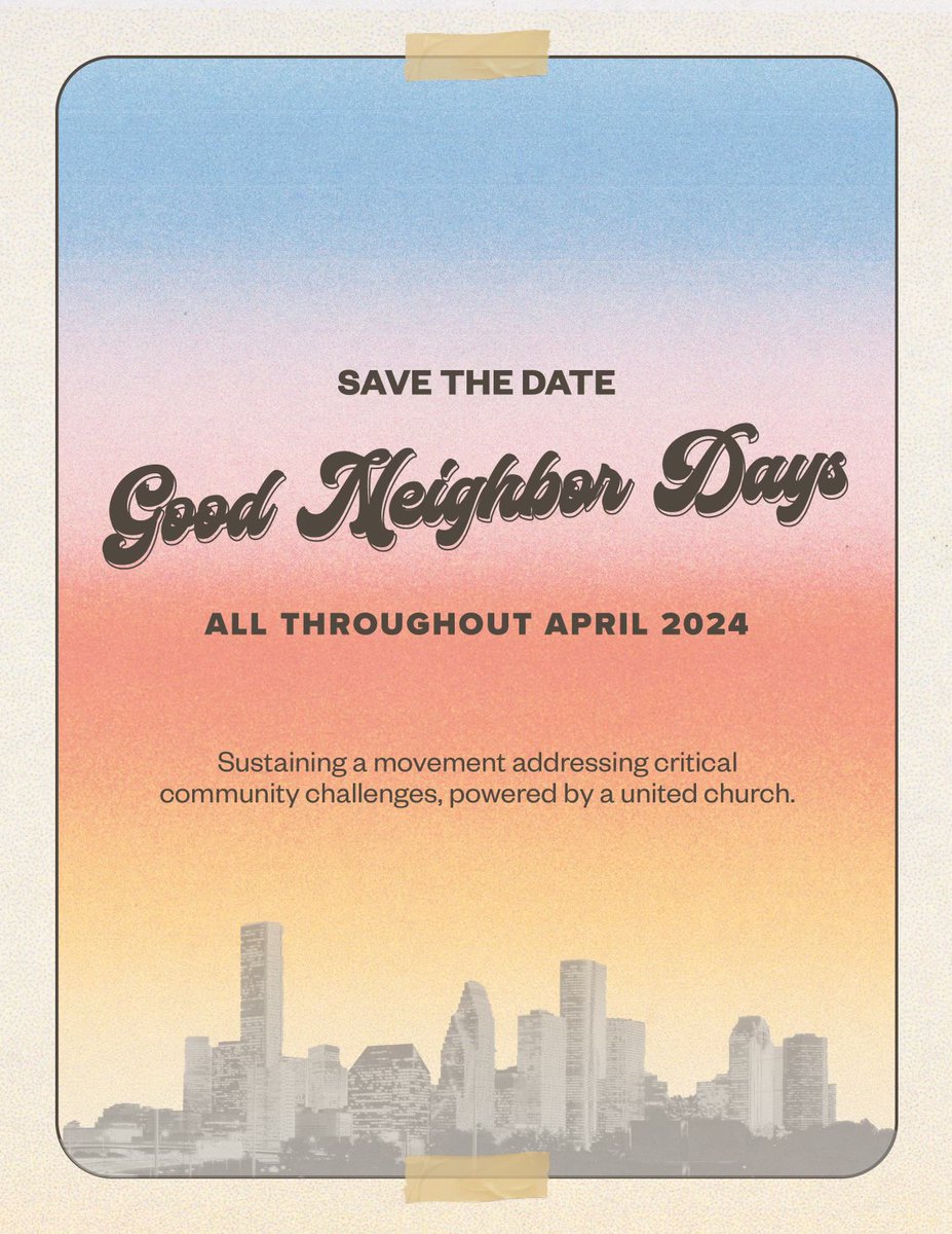 GET EXCITED! <a href="/Acts2H/">Acts2Houston</a> is partnering with #GoodNeighborDays starting Jan. 2024 to serve churches and communities. Good Neighbor Days will bring together churches and non-profits through service projects in April 2024. #Acts2Houston #goodneighbordays bit.ly/Acts2HoustonPR