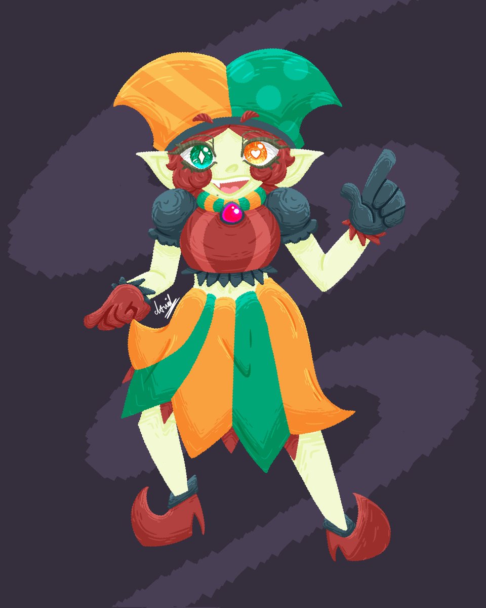 Halkess_Draws's tweet photo. J'aurais dû la poster depuis BIEN TROP longtemps ! Mais la voilà enfin pour vos beaux yeux ! Lumini la Jester Girl ! https://t.co/iWC4NttPmV