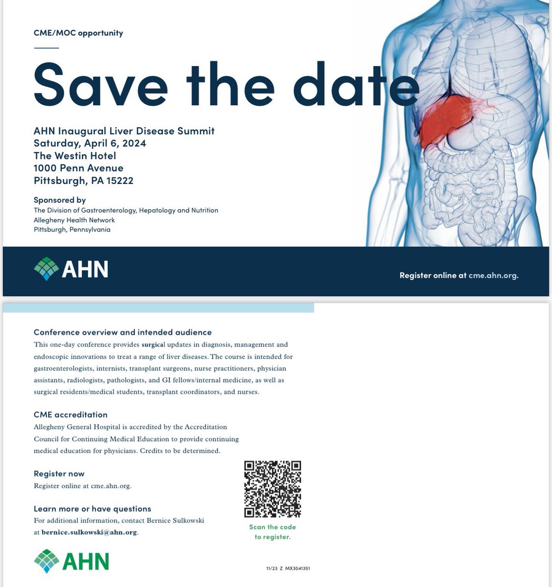 Nabeeha Mohy-ud-din MD (@nabeehamohyudd1) on Twitter photo Join us at <a href="/AHNGastro/">AHN Gastroenterology, Hepatology and Nutrition</a> Annual Liver Summit on April 6
All ⭐️ line up
@AtoosaRabiee, <a href="/DougSimonetto/">Doug Simonetto, MD</a>, <a href="/JasmohanBajaj/">Jasmohan Bajaj</a>, <a href="/DavidDiehlMD/">David Diehl</a>
And many other 🎓⭐️
Fellow travel awards available, please get in touch ✉️
Register at:
cme.ahn.org/content/ahn-in… Join us at <a href="/AHNGastro/">AHN Gastroenterology, Hepatology and Nutrition</a> Annual Liver Summit on April 6
All ⭐️ line up
@AtoosaRabiee, <a href="/DougSimonetto/">Doug Simonetto, MD</a>, <a href="/JasmohanBajaj/">Jasmohan Bajaj</a>, <a href="/DavidDiehlMD/">David Diehl</a>
And many other 🎓⭐️
Fellow travel awards available, please get in touch ✉️
Register at:
cme.ahn.org/content/ahn-in…