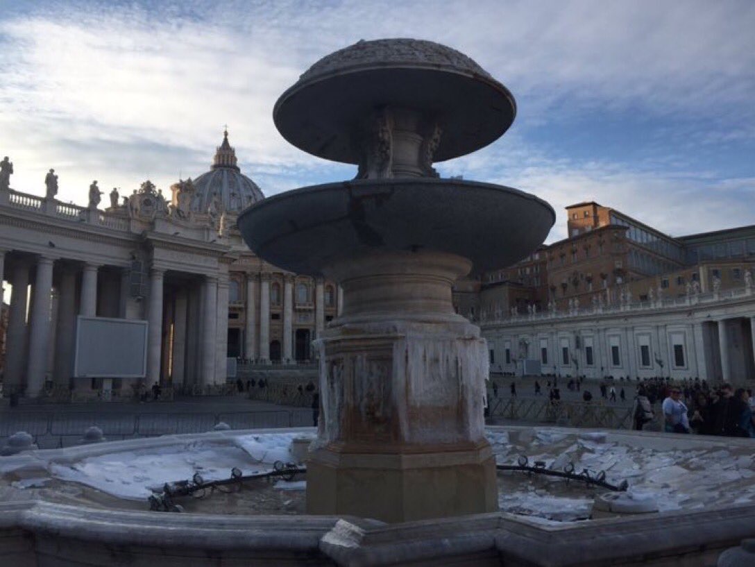 At this time in 2017, I was looking at this frozen fountain in the Vatican - a rare enough sight