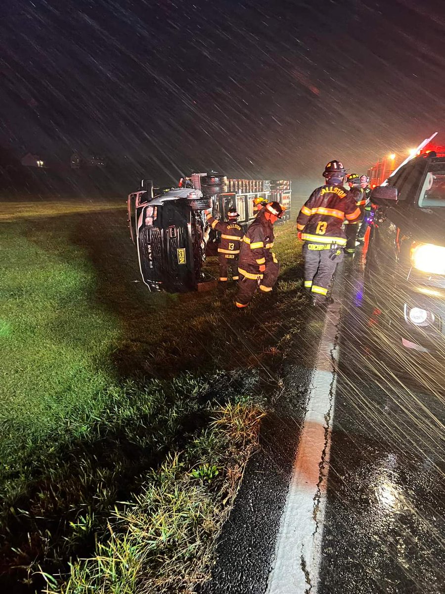 1/9 1716 hours 2500 block Baldwin Mill Rd between Greene Rd &amp; Orchard Lakes Drive, motor vehicle collision involving an overturned tractor-trailer car carrier. Engine 1311, Rescue 13, Truck 13, Deputy Chief 13, Fire Police, &amp; Ambulance 13A are on the scene evaluating a patient.