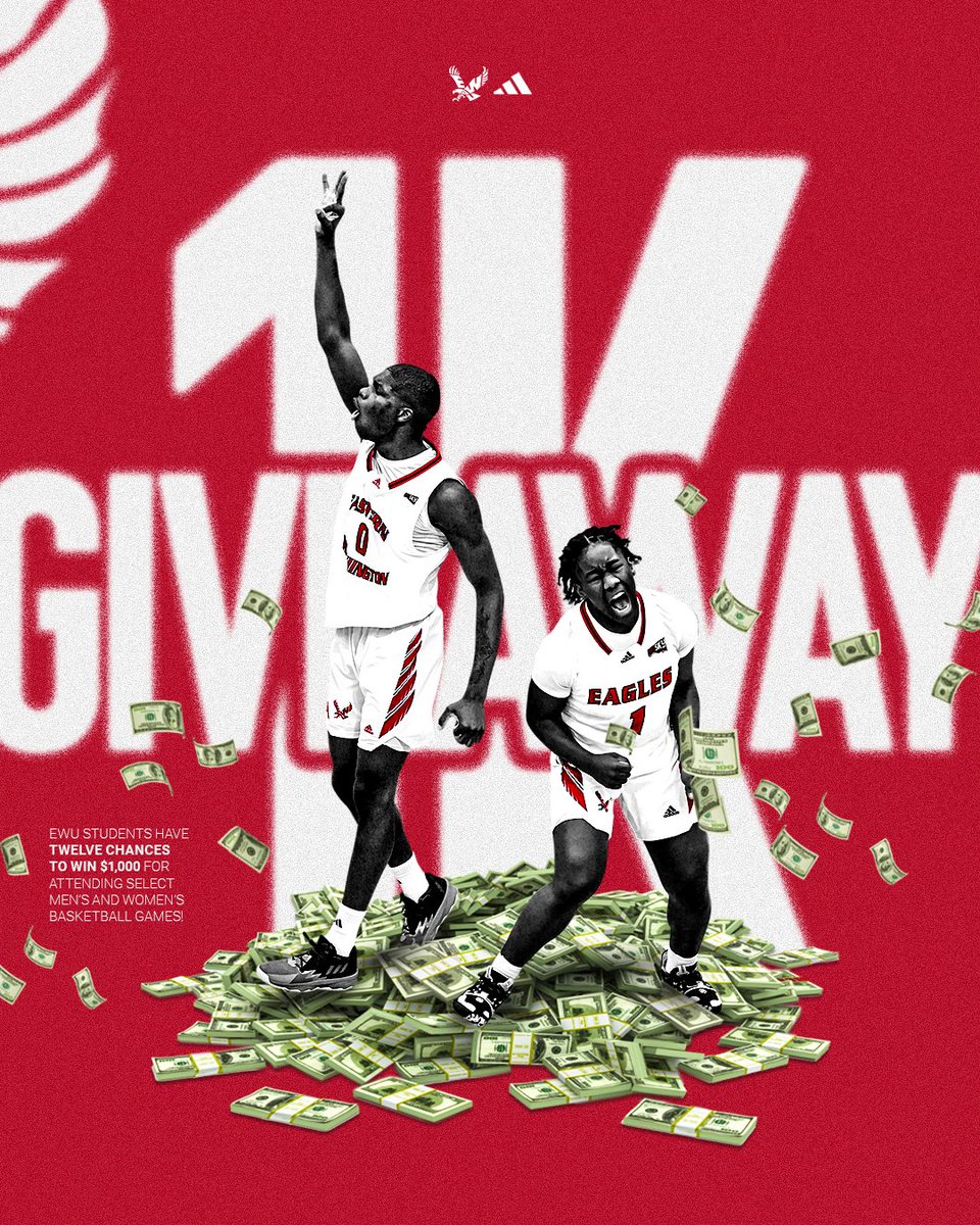 🚨💸 ATTENTION EWU STUDENTS 💸🚨 You have TWELVE opportunities to win $1,000 at select <a href="/ewuwbb/">EWU Women's Basketball 🏀</a> and <a href="/ewumbb/">EWU Men's Basketball 🏀</a> home games this season! For game dates &amp; contest rules, visit goeags.com or link in bio.