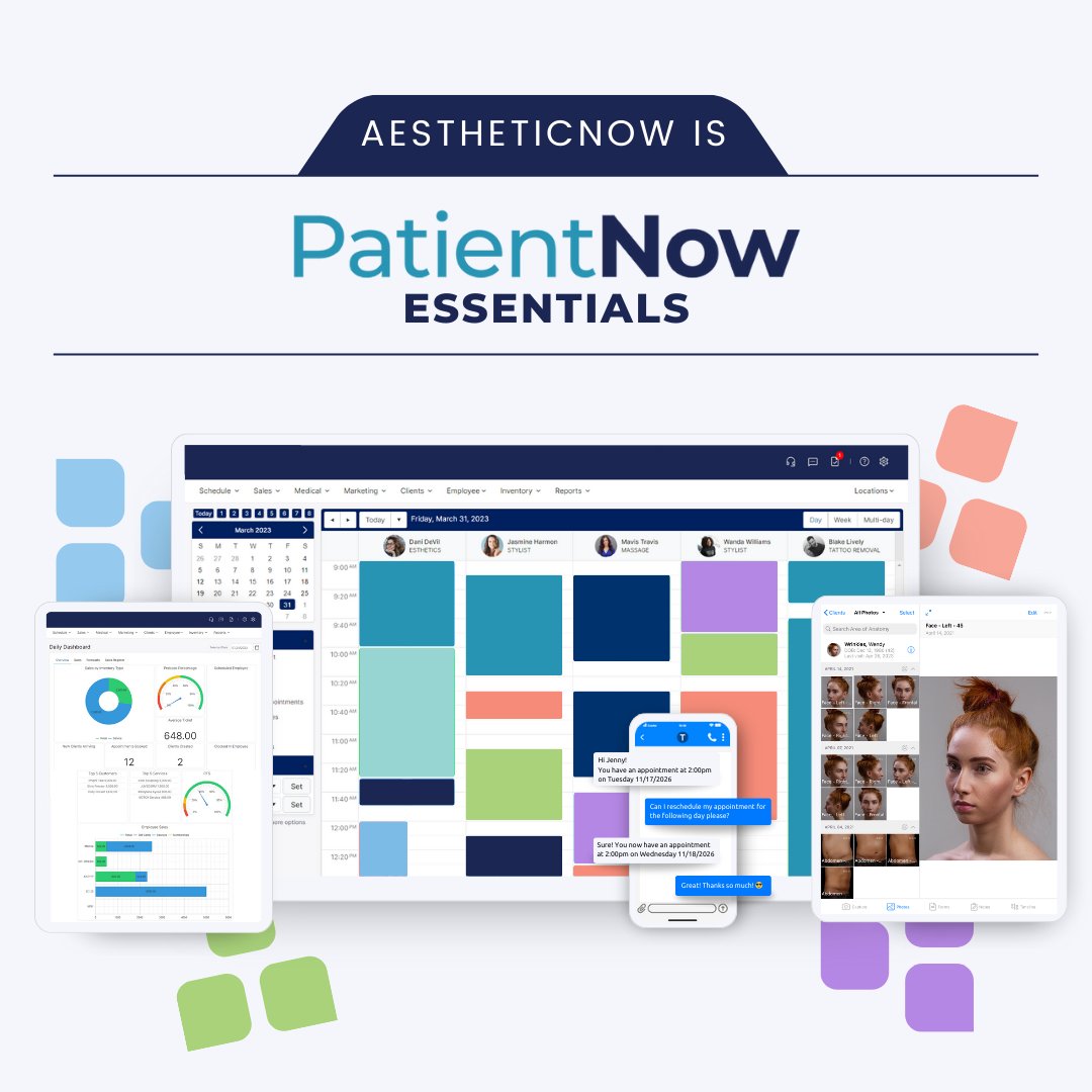 PNEssentials's tweet image. Your favorite medspa software is now under the PatientNow suite of technology to bring you a more all-encompassing solution to your medspa operations. Check out @PatientNow_ for more information or read more here: bit.ly/47rQbki
#MedspaSoftware #MedicalAesthetics