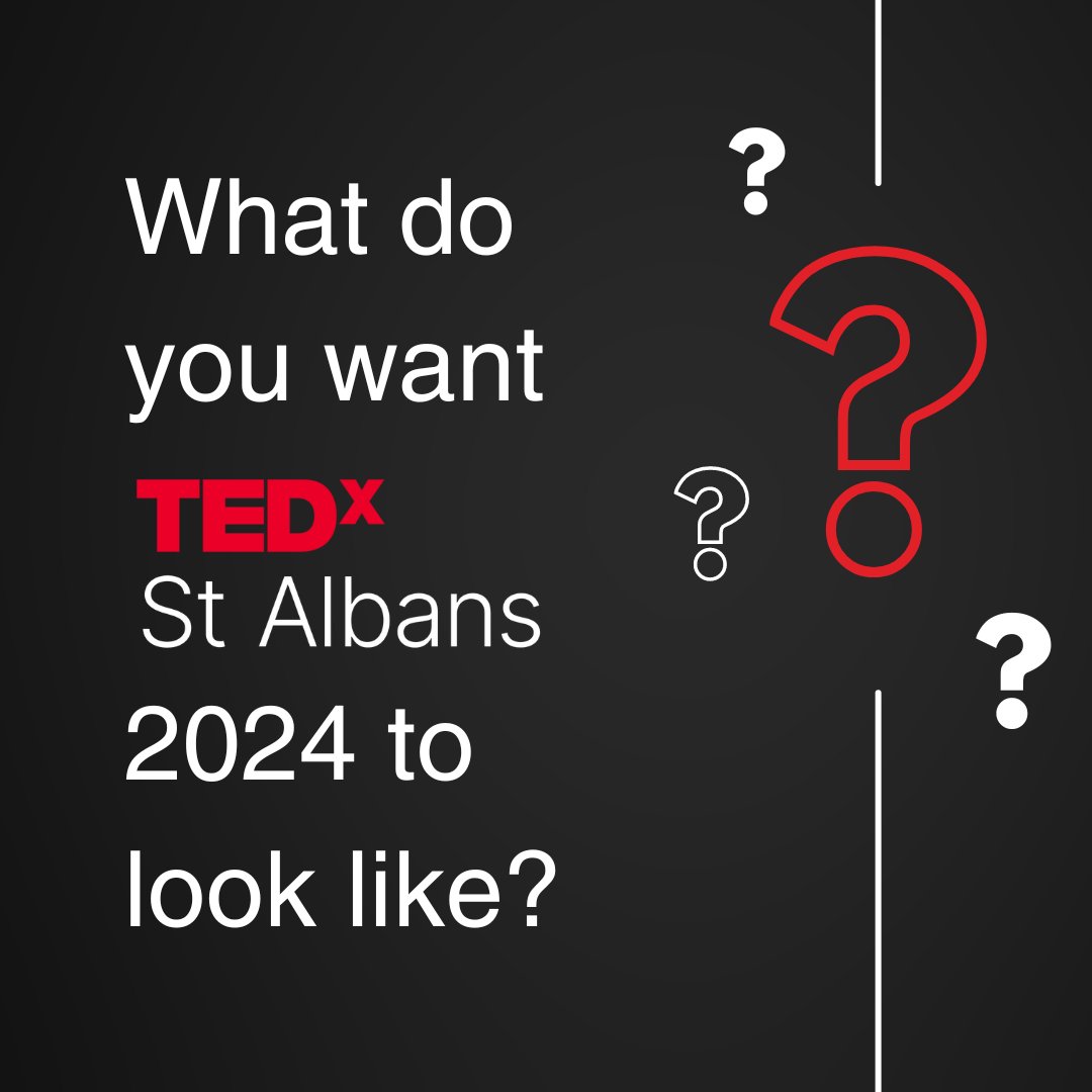 #TEDxStAlbans2024 is on the horizon, but what do you want it to look like? 🤔 💭

We are so excited to say planning for #TEDxStAlbans 2024 is well underway, with ideas of the venue and its theme to reveal! 

➡️ Stayed posted for updates and announcements!