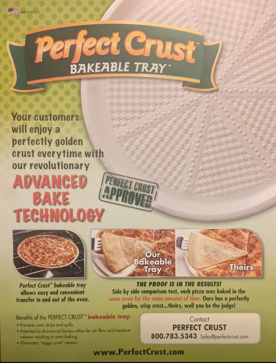 Did You Know?
Perfect Crust Pizza Liners has the best Bakeable Pizza Trays. We have them stocked & ready to go!  Designed for Take N Bake, Frozen Pizza and Convenience pizza!
#pizza #pizzeria #convenience #conveniencestores #conveniencestore #gasstation #takenbake #frozenpizza