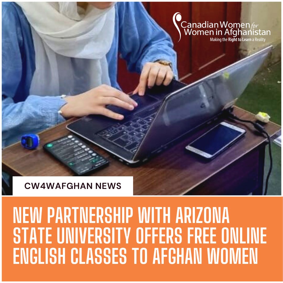 CW4WAfghan has arranged for a group of over 550 Afghan women to take Academic English classes online from @ASU at no cost. CW4WAfghan would like to thank Arizona State University for their partnership and dedication to upholding the universal #RightToLearn.