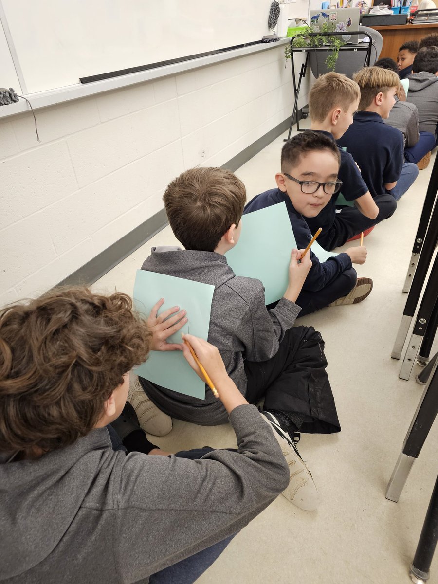 Playing broken telephone with a twist! Instead of whispering the word, we draw it on a piece of paper on the back of the person in front of us! We did not succeed 😆 but we had great laughs! <a href="/StGregoryHCDSB/">St. Gregory</a>