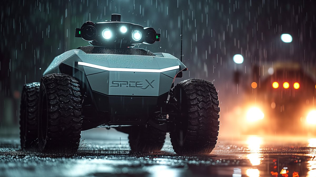 brettpatterson's tweet photo. SpaceX Autonomous Security Vehicles
#midjourneyai #selfdriving #autonomousvehicles #futuremobility #intelligentmobility #skynet #designconcept #security #spacex #midjourney #ai #aidesign #aigenerated #generativedesign #aiconceptdesign #conceptdesign #vehicledesign https://t.co/m2lGyBYRTr
