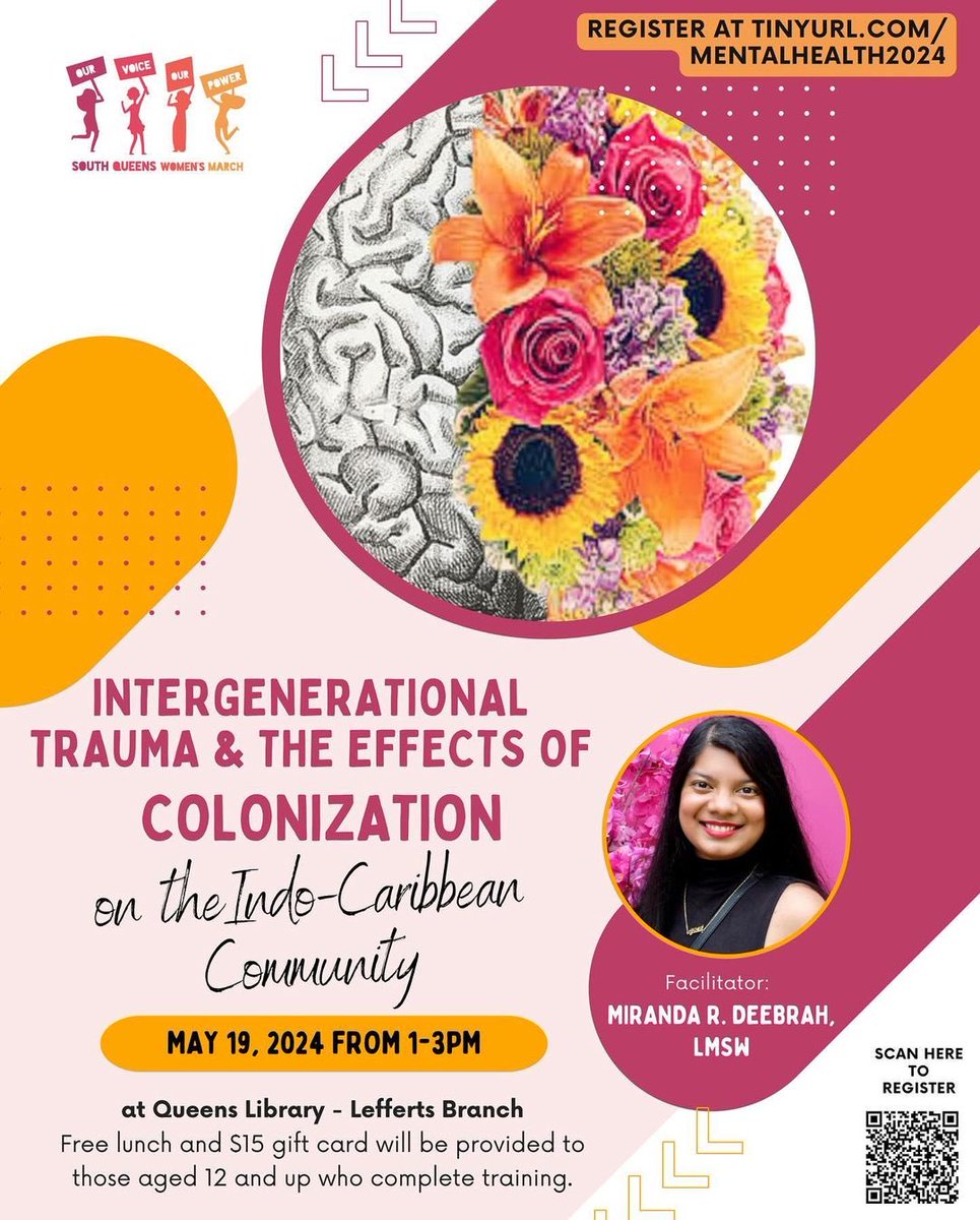 mira_baii's tweet photo. Hi y’all, wanted to share I’ll be facilitating some workshops with South Queens Women’s March in the coming months on mental health issues, specifically centering Indo-Caribbean and South Asian communities. Feel free to share and join us if you can!

🔗 https://t.co/SNbFNrp6Gv https://t.co/RnkqYJfuzj