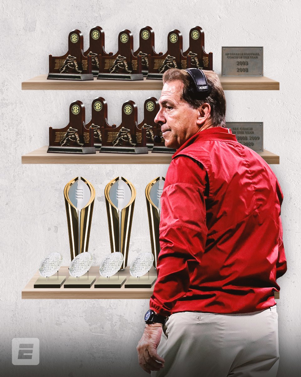 Nick Saban is retiring with a trophy case full of hardware 🏆😮‍💨