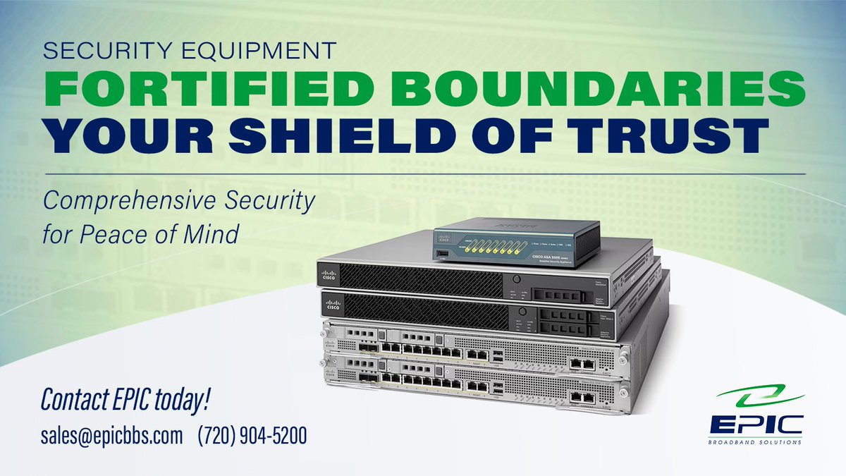 epicbbs's tweet photo. #Cisco #ASA5500 &amp; #ASA5500X series #firewalls serve as gatekeepers, protecting #sensitivedata. Beyond firewall, these devices offer comprehensive security features including #antivirus protection and intrusion prevention. 

Contact EPIC today! 
sales@epicbbs.com 
(720) 904-5200 https://t.co/IbdxCM8WgY