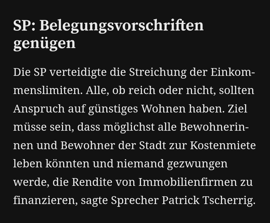 Linke Sozial- und Wohnbaupolitik. Kannst du dir nicht ausdenken...

Ganzer Artikel zur heutigen Vorlage im GR:
tagesanzeiger.ch/wohnen-in-zuer…