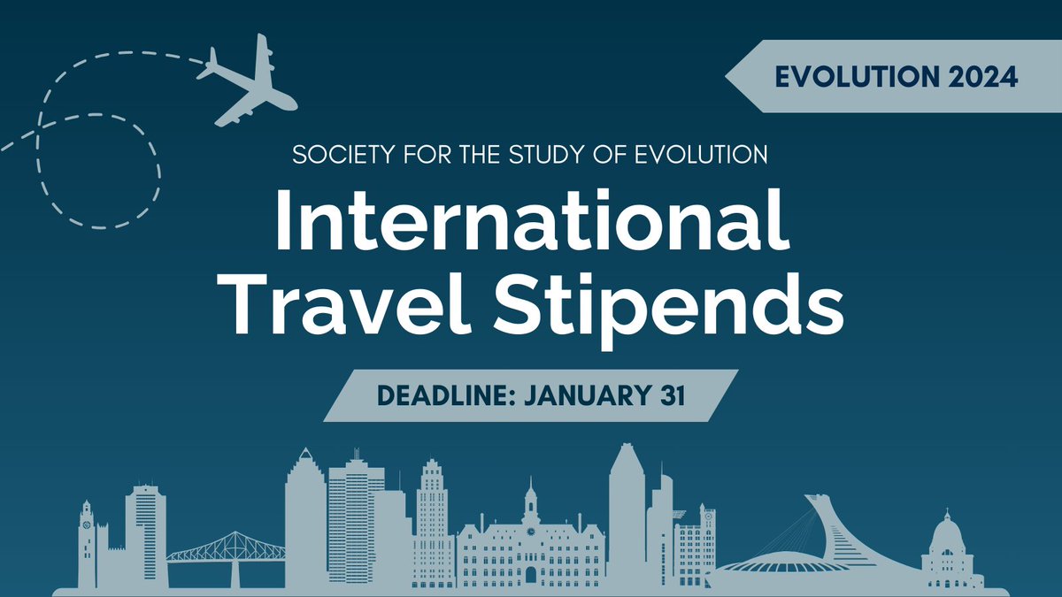 SSE (@sse_evolution) on Twitter photo ✈️Applications now open for our International Travel Stipends for researchers interested in attending #Evol2024 in Montreal this July! These awards cover registration, travel, and lodging. Apply by January 31!
<a href="/Evol_mtg/">Evolution Meetings</a> <a href="/eseb_org/">ESEB</a> @ASNAmNat <a href="/systbiol/">Society of Systematic Biologists</a> evolutionsociety.org/content/societ… ✈️Applications now open for our International Travel Stipends for researchers interested in attending #Evol2024 in Montreal this July! These awards cover registration, travel, and lodging. Apply by January 31!
<a href="/Evol_mtg/">Evolution Meetings</a> <a href="/eseb_org/">ESEB</a> @ASNAmNat <a href="/systbiol/">Society of Systematic Biologists</a> evolutionsociety.org/content/societ…