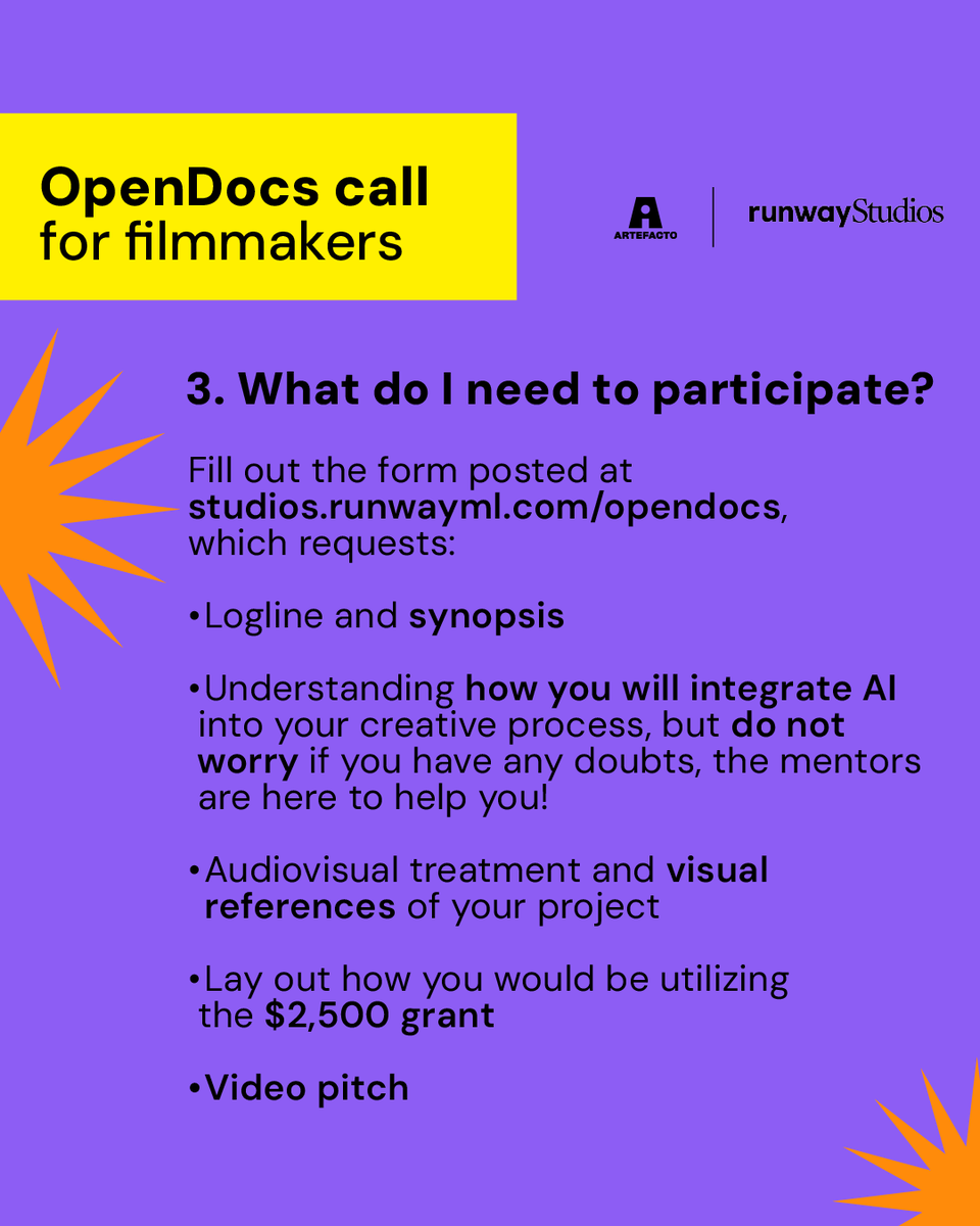 artefactofilms's tweet photo. 🚨 Only a few days left until the application deadline! #OpenDocs is a unique opportunity to receive a $2,500USD grant and discover how @runwayml 's #AI-based #tools can enhance one of your #Documentary projects.
DEADLINE: JANUARY 15TH, 2024
https://t.co/BRhN4Ke0S4 https://t.co/anYF3FqQpM