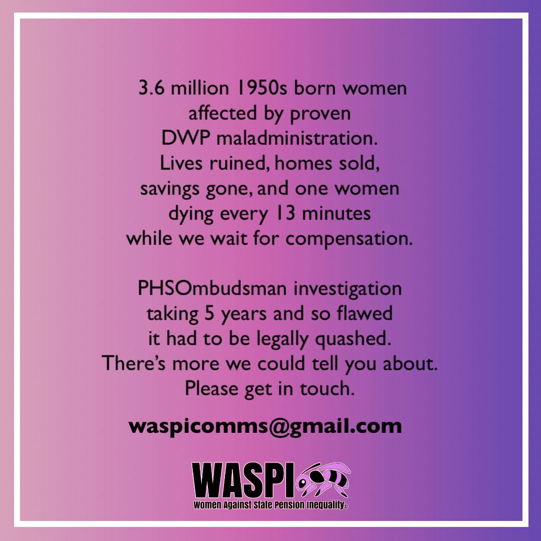 The @WASPI_Campaign has been fighting for Justice since 2015 for all 1950s born ladies.
Time to give them that JUSTICE & #fairandfastcompensation 
@RishiSunak 
@MelJStride
@nannyfof4 
@annedwardsrl13 
@DebraWailes