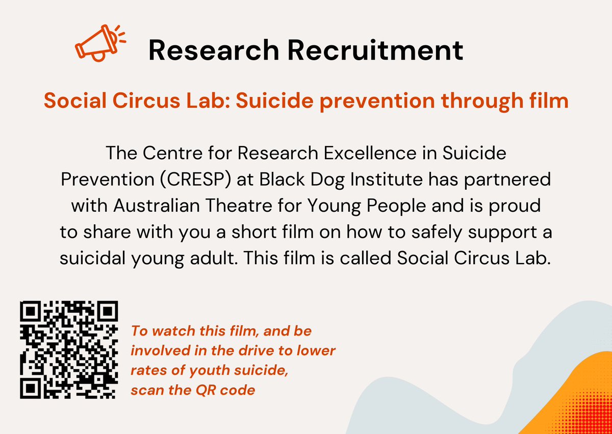 We are proud to share with you a short film on how to safely support a suicidal young adult. This film is called Social Circus Lab. To watch this film, and be involved in the drive to lower rates of youth suicide, follow this link 👉 bit.ly/3NscUWf