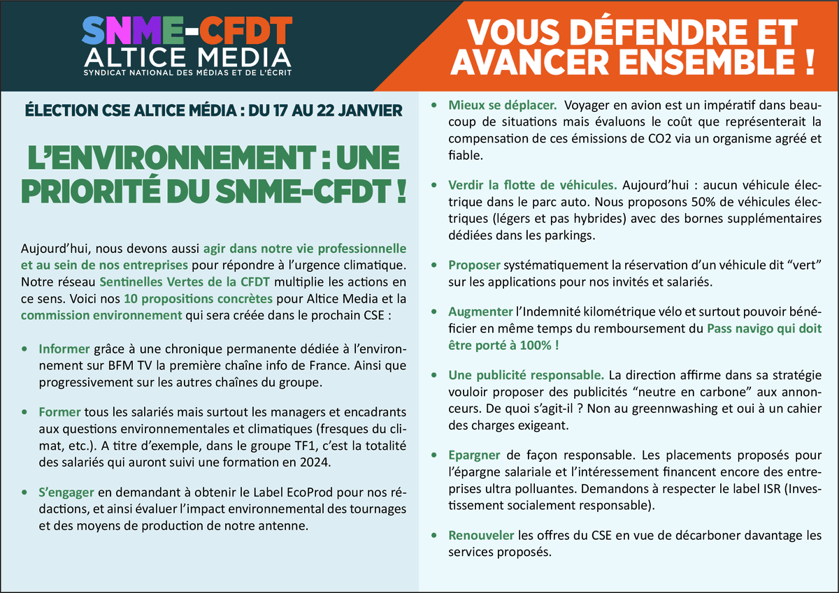 Notre programme, c'est aussi : Agir pour l'environnement en entreprise, Lutter contre les Discriminations et le Harcèlement ! p1