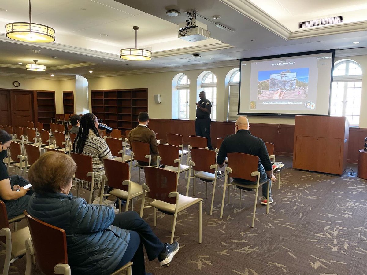 USCDPS's tweet photo. Today Officer White put on an Active Shooter presentation at Doheny Memorial Library for staff and faculty.
#USCDPS #ONEUSCSafetyVision https://t.co/kpEtoaOnCu
