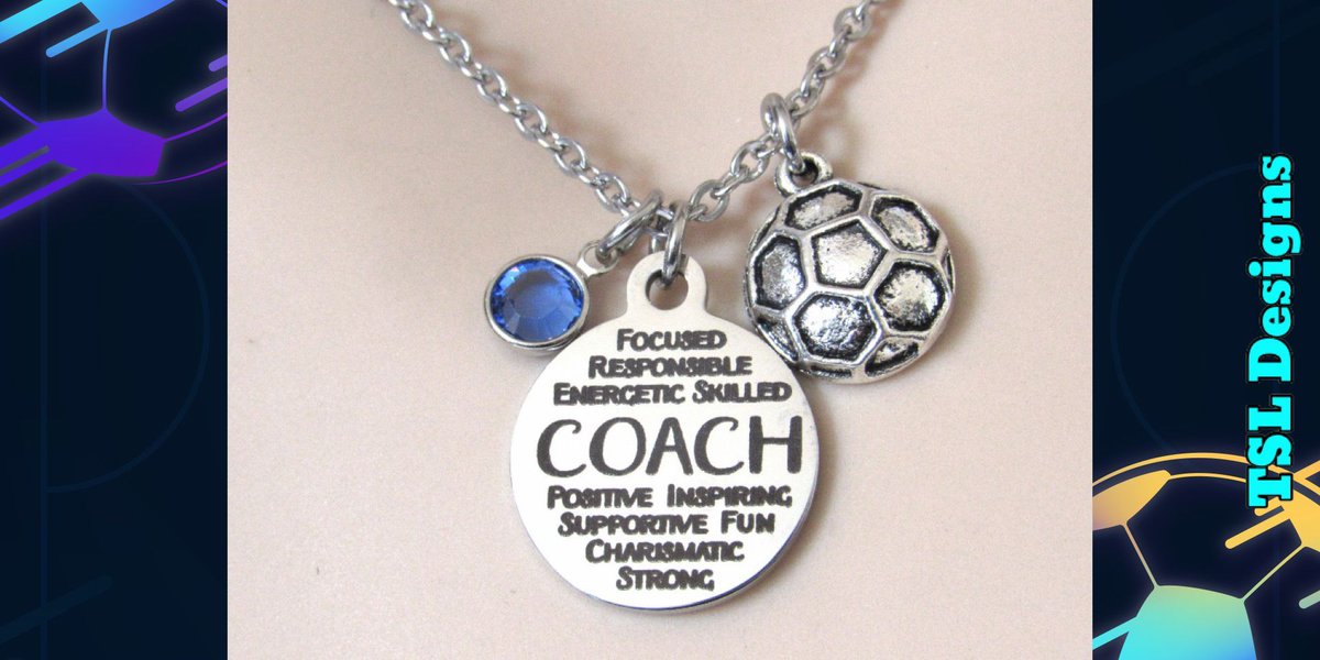 Coach Laser Engraved Necklace With Silver Soccer Charm and Team Colors
buff.ly/41QALom
#necklace #handmade #jewerly #handcrafted #shopsmall #sportsjewelry #coach #coaching #etsy #etsystore #etsyshop #etsyseller #etsyhandmade #etsyjewelry