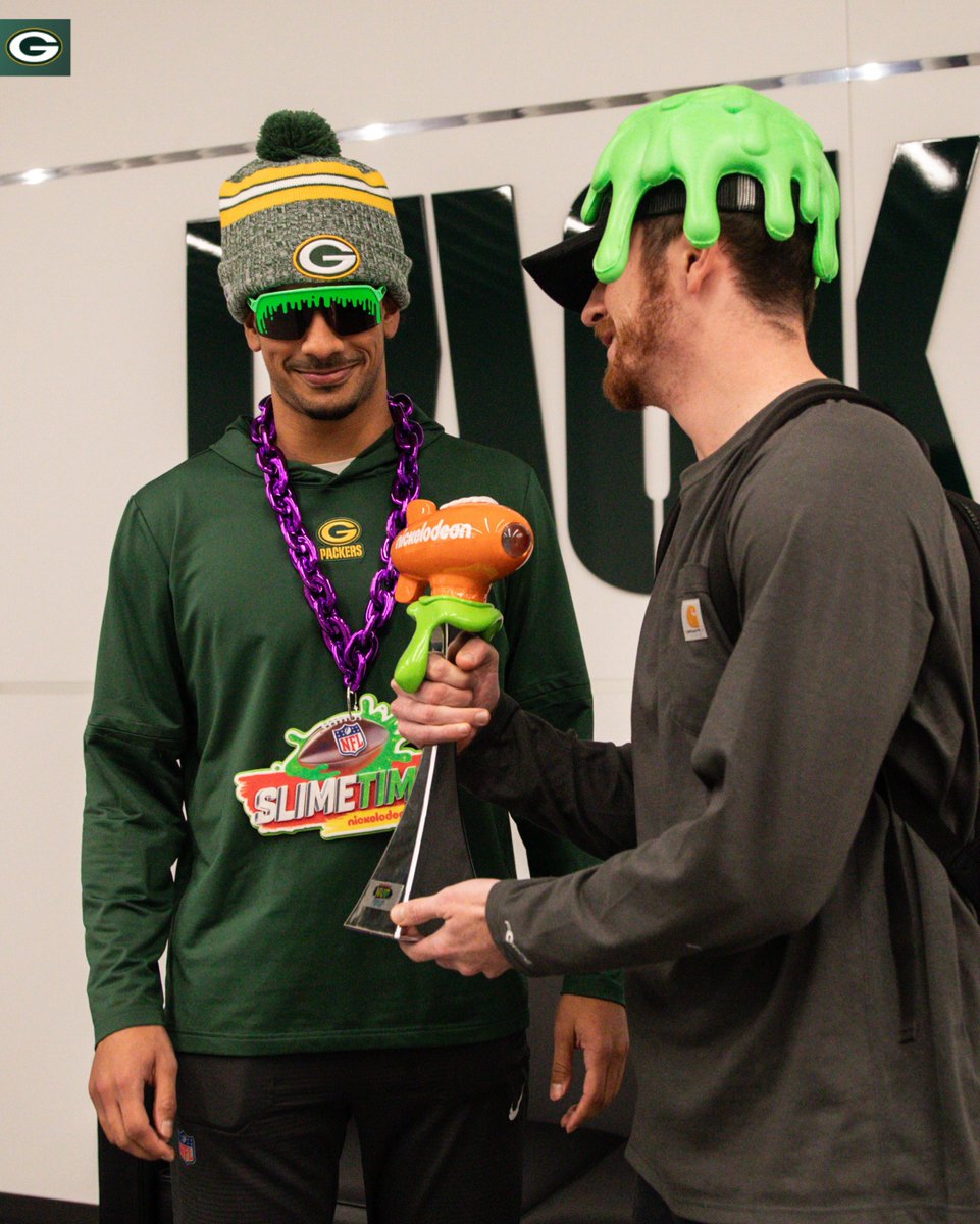 packers's tweet photo. "Slimiest dude in Week 18." 😎🏆

@jordan3love 👏

@Nickelodeon | #GoPackGo https://t.co/PvsJu38Iaq