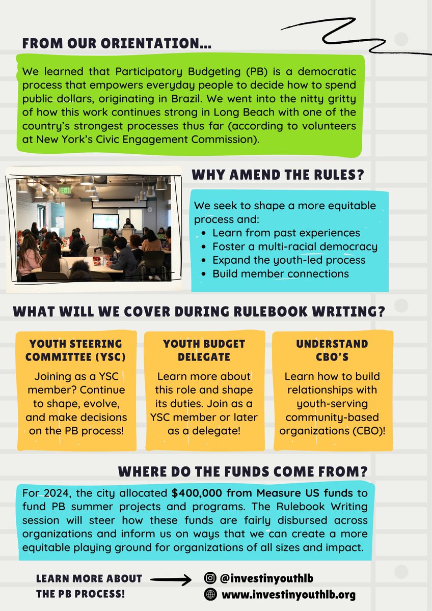 kgalb's tweet photo. We are inviting back our orientation attendees to take on a Youth Steering Committee role to shape the rules for this year’s PB process! Join us this Friday 1/18 from 4-6PM at Future LB. RSVP here: https://t.co/vy3IPYaIxz
#YPPBLB
Add'l tag:
@DrJuanMBenitez
@DSupernaw
@theAlAustin https://t.co/7YZTCBQFZa