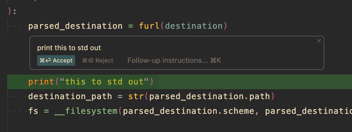 I requested the AI “print this to std out” and the AI generated the code ‘print(“this to std out”)’