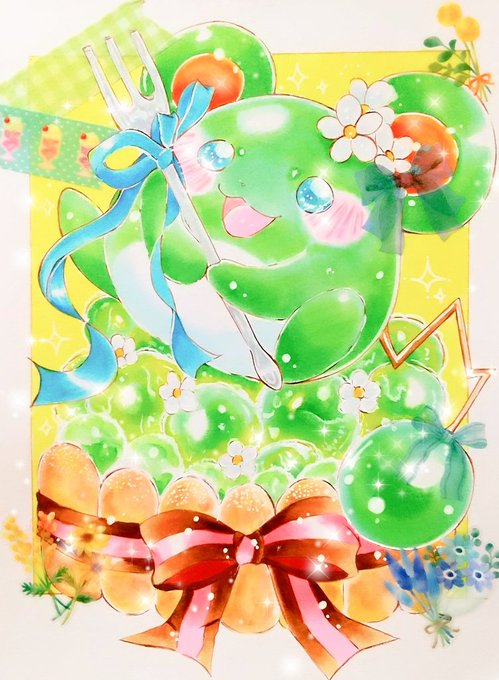 マスカットシャルロットケーキマリル再掲です  #マリルの日 #ポケモンイラスト