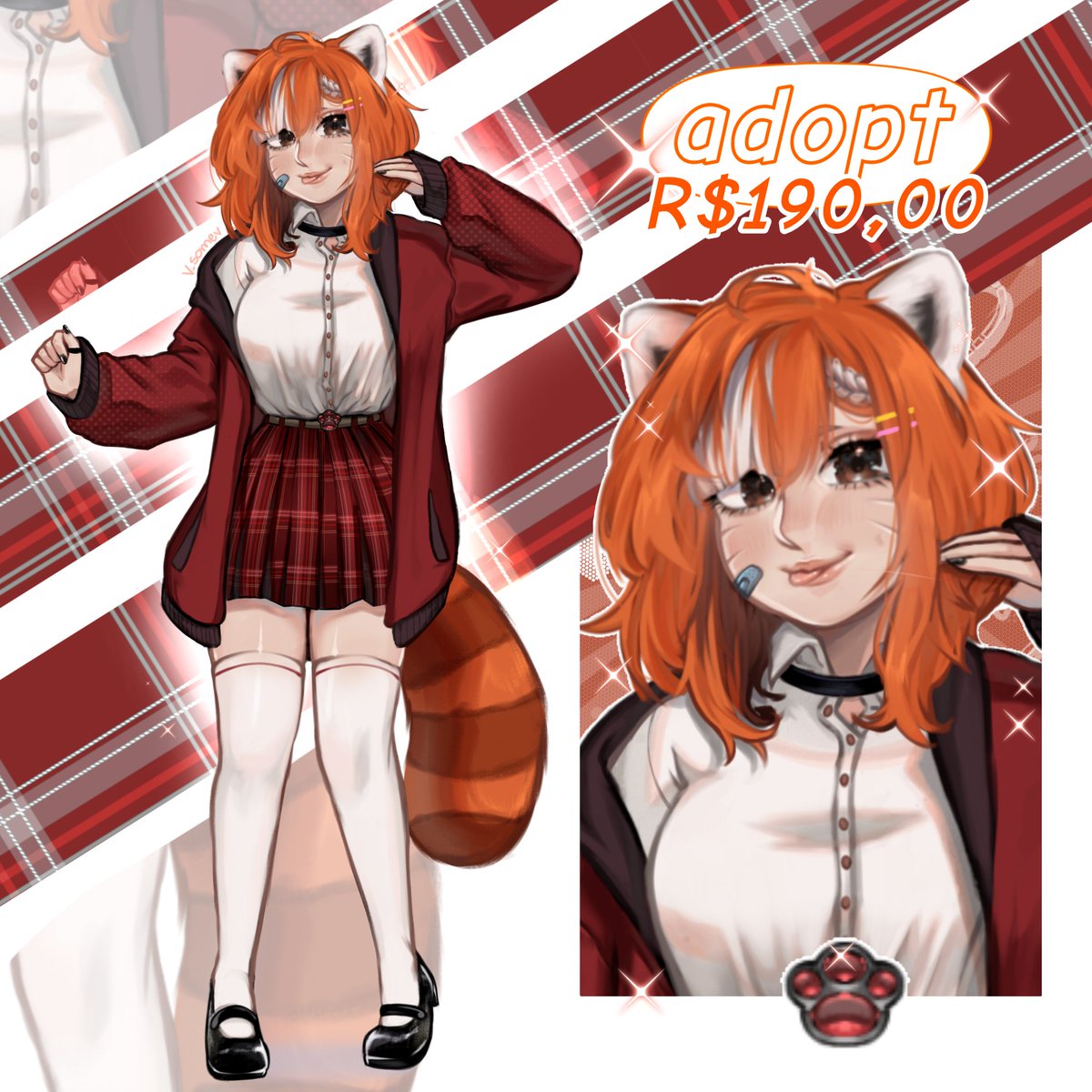 Oooi, conheça minha querida (***)
Ela é uma estudante metade humana e metade panda vermelho, e no momento está a procura de um lá!!!

Será que pode me ajudar a achar um lar pra essa querida? 
(Ajuda aí ❤️ + 🔃 = me>>🙂)