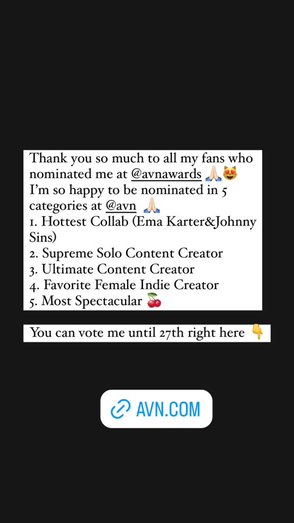 EmaKarter's tweet photo. Vote me here 🙏🏻😻 @JohnnySins 
 https://t.co/uB9ABz2wAO https://t.co/jDMMU6qjij