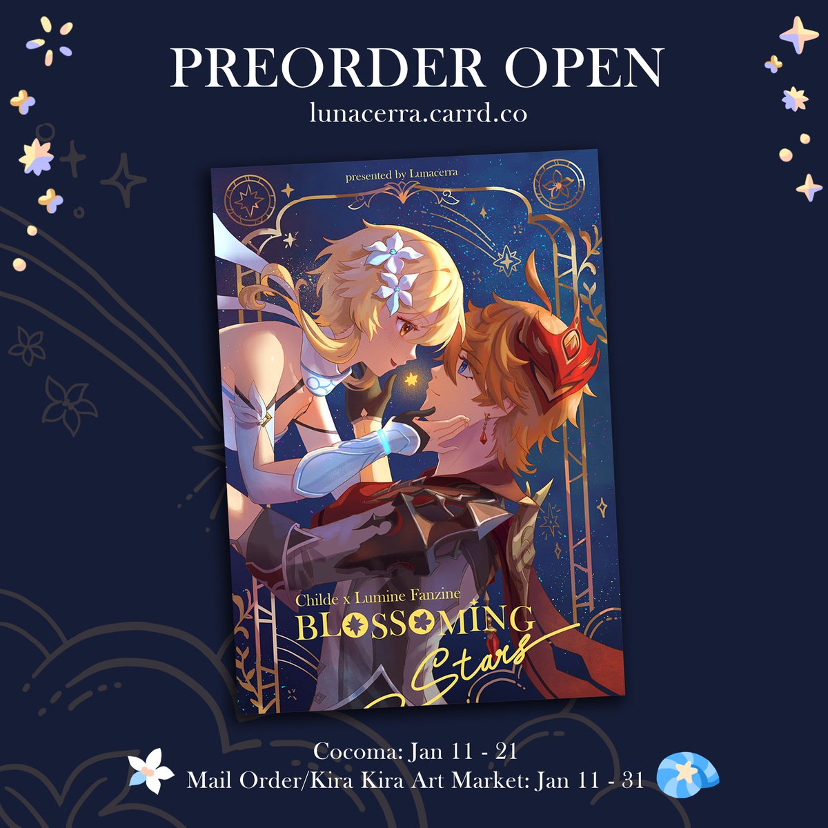lunacerra's tweet photo. ✨RT to enter G1veaway

Chilumi Fanzine Blossoming Stars now open for pre0rder

🌠GA 11-18 Jan, w1nner get free full bundle/refund 
🐳11-31 Jan (mail orders) 11-21 Jan (cocoma)
🇮🇩ID Form https://t.co/vcxoUa2FBf
🛒BigCartel https://t.co/EPxJfuTL7F
#cocomaday2024 #Chilumi #タル蛍 https://t.co/sDga95NvJM