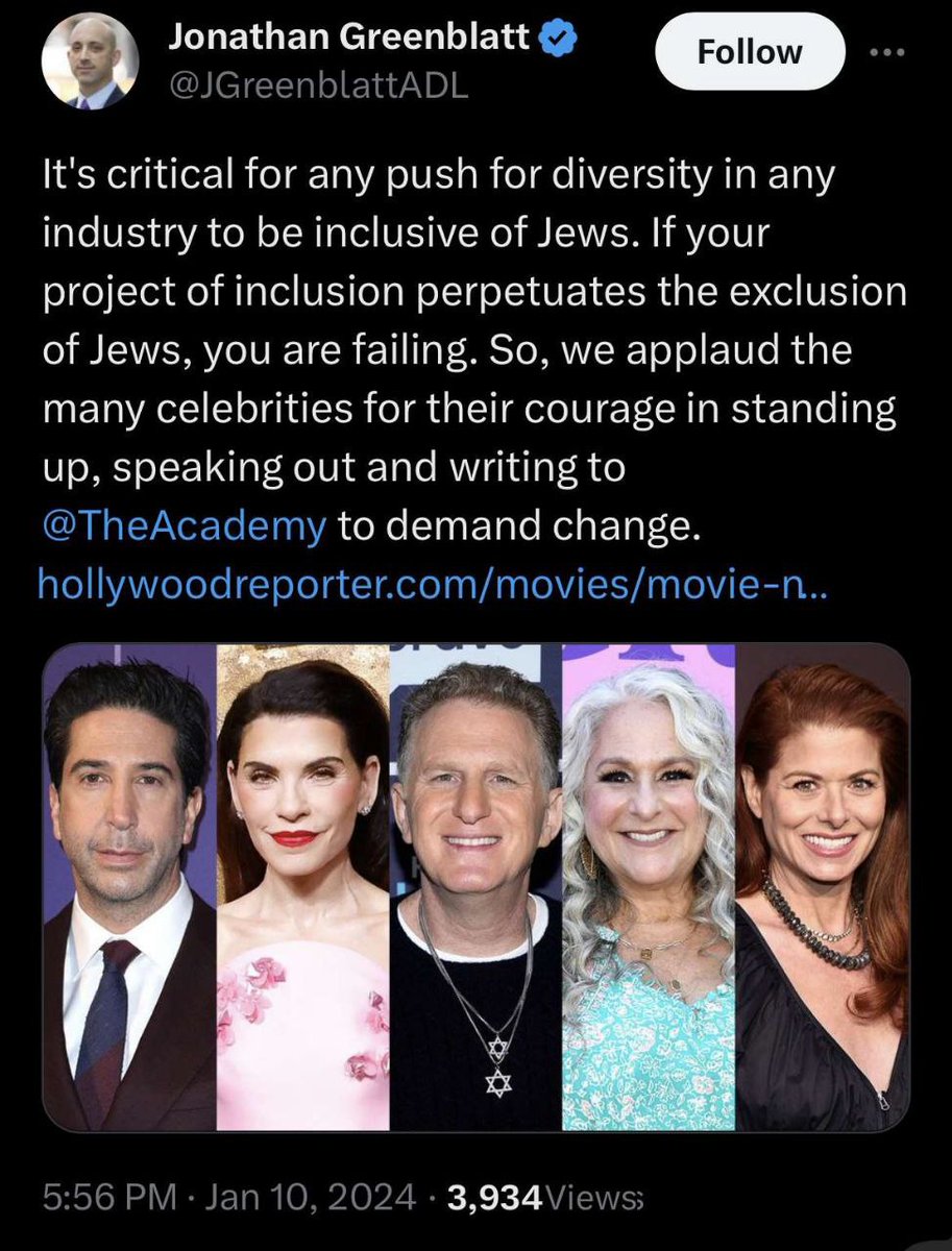 Finally someone is talking about the problem of the lack of Jewish representation in Hollywood.